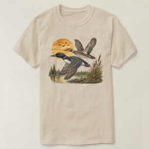 Vintage Common Loon Pair Flying Lake Wildlife Bird T-Shirt