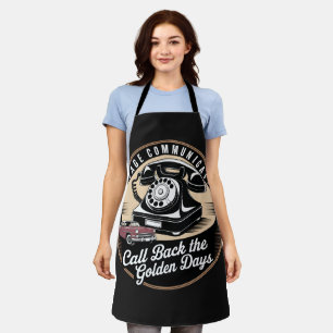 "Vintage Communication" Retro Emblem Design Apron