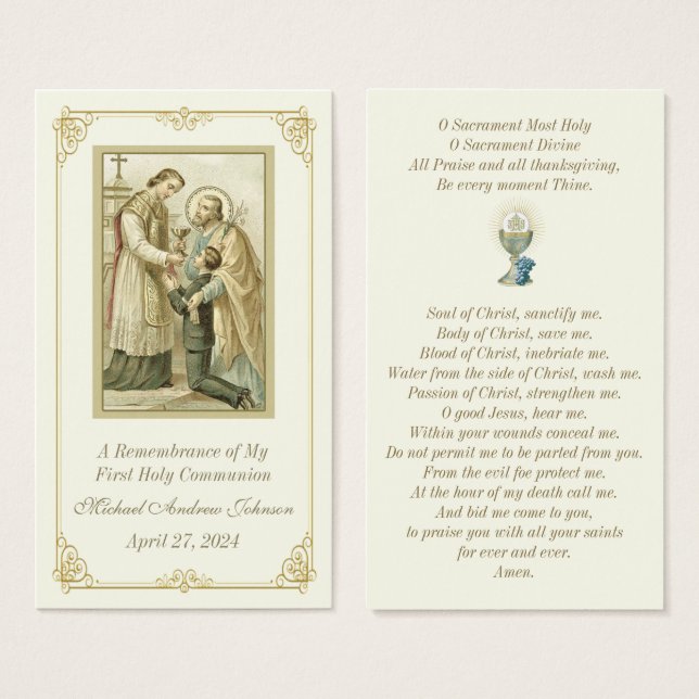 Vintage Communion Catholic Remembrance Holy Card (Front & Back)