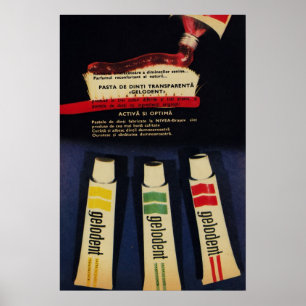 Vintage communist 1970 Toothpaste ad, GELODENT Poster