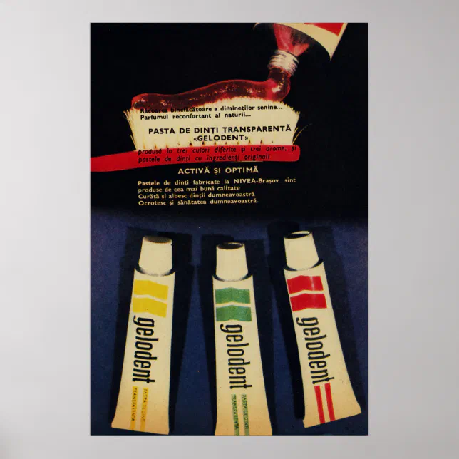 Vintage communist 1970 Toothpaste ad, GELODENT Poster | Zazzle