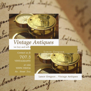 Vintage Compass, Antique Dealer Business Card