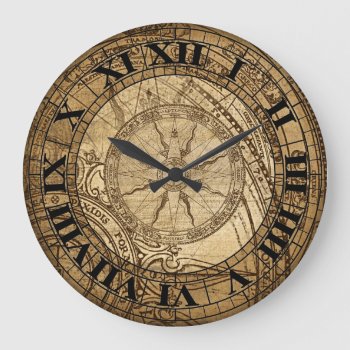 Vintage Compass Art Clock by opheliasart at Zazzle