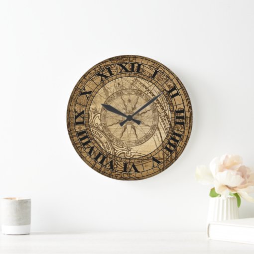 Vintage Compass Art Clock | Zazzle