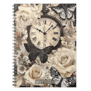 Vintage Compass & Butterfly - Rustic Paper (4) Notebook