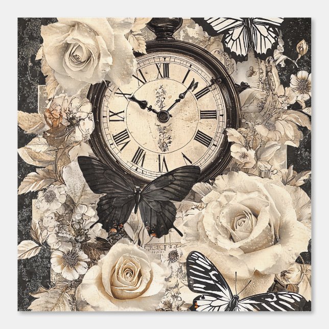 Vintage Compass & Butterfly - Rustic Paper (4) Wallpaper (Front)