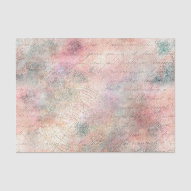 Vintage Compass Ephemera Decoupage Tissue Paper (Front)