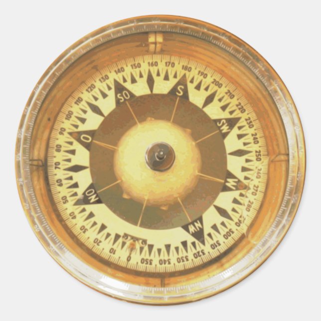 Vintage Compass Marine Classic Round Sticker (Front)