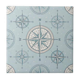 Vintage Compass Nautical Seamless Pattern (1) Ceramic Tile