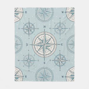 Vintage Compass Nautical Seamless Pattern (1) Fleece Blanket