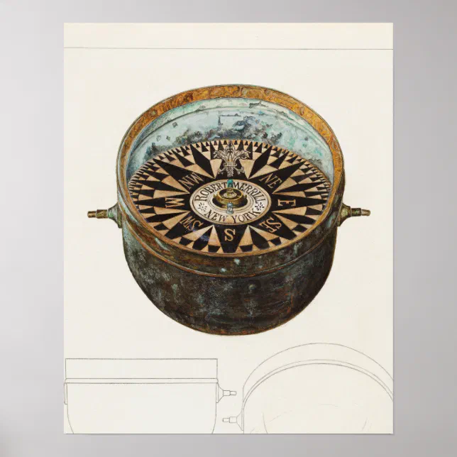 Vintage Compass Poster | Zazzle