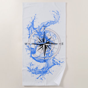 Vintage Compass Rose Beach Towel