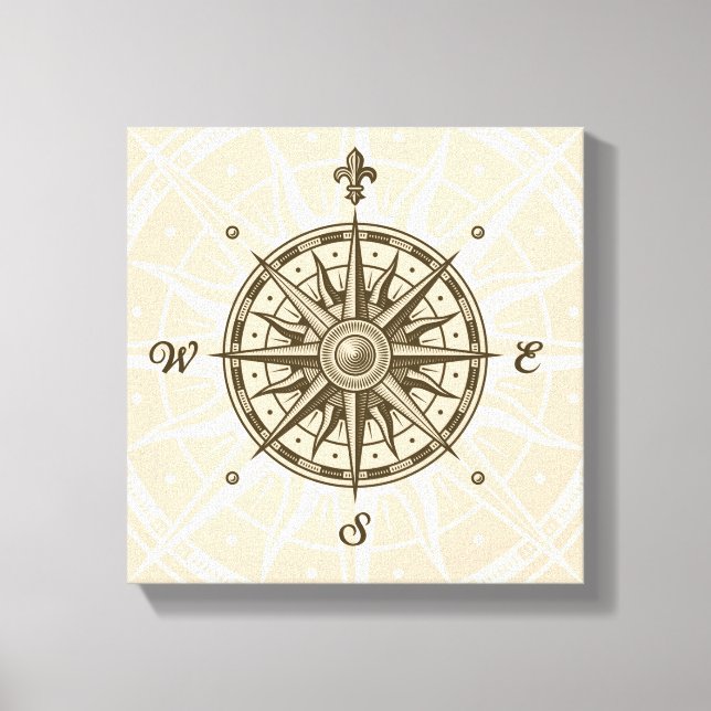 Vintage Compass Rose Canvas Print (Front)