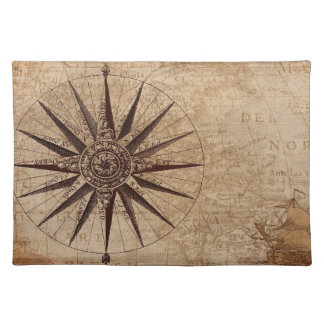Vintage compass rose cloth placemat