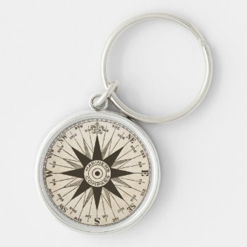Vintage Compass Rose Keychain by JoyMerrymanStore at Zazzle