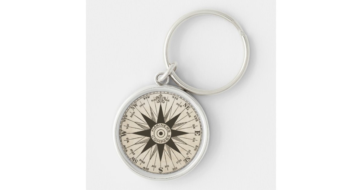 Vintage Compass Rose Keychain Zazzle