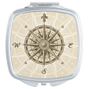 Vintage Compass Rose Mirror For Makeup