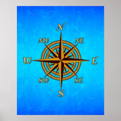 Vintage Compass Rose Poster