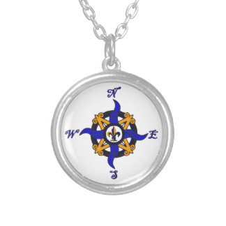 Vintage Compass Rose Silver Plated Necklace