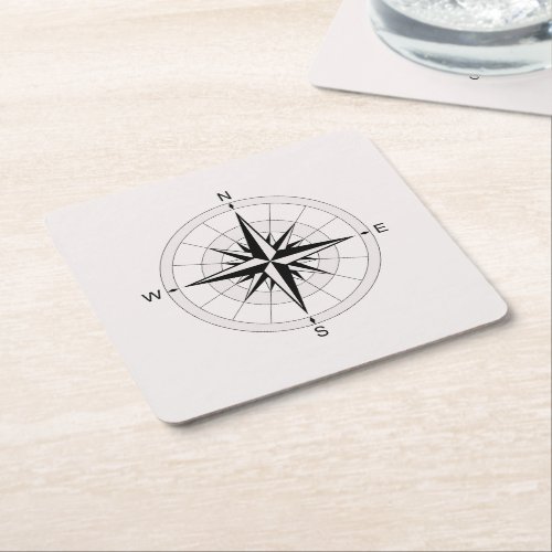 Vintage Compass Rose  Square Paper Coaster