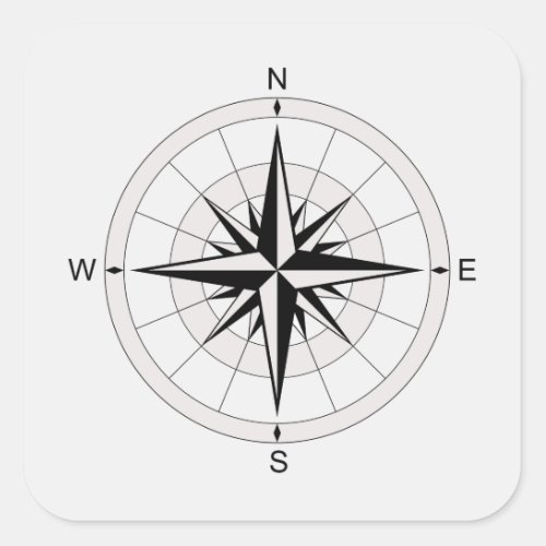 Vintage Compass Rose   Square Sticker