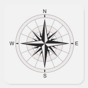 Vintage Compass Rose Square Sticker
