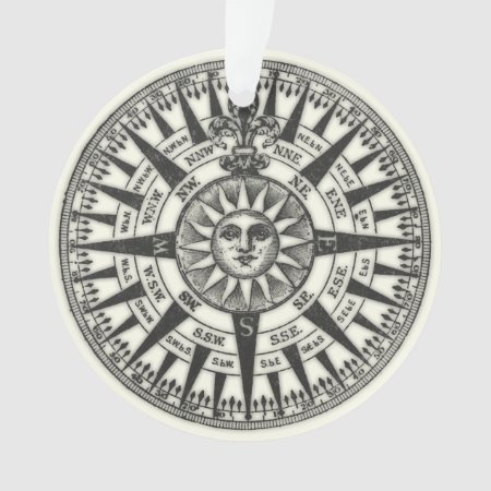 Vintage Compass Rose Sun Ornament