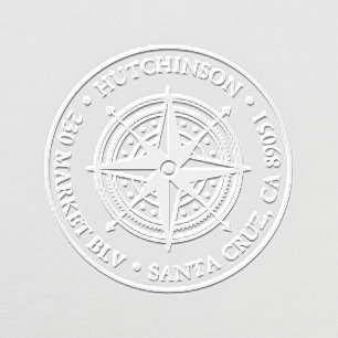 Vintage Compass Round Nautical Return Address Embosser