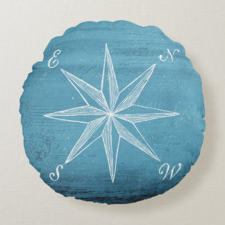 Vintage compass round pillow