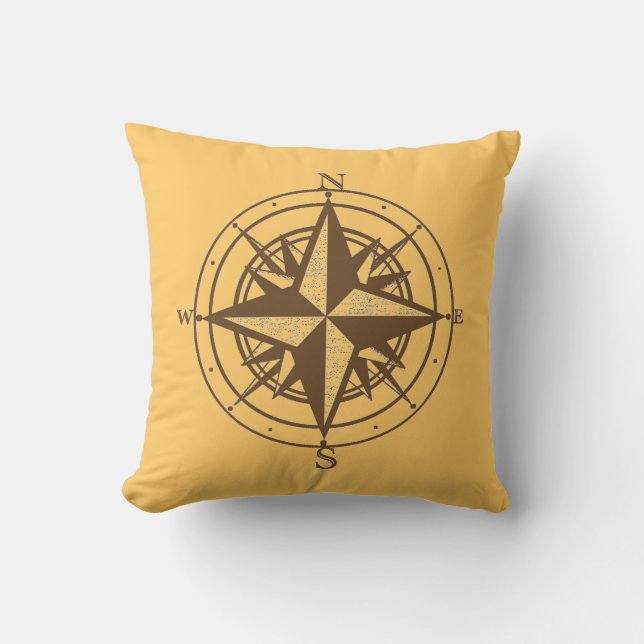 Vintage Compass Throw Pillow (Front)