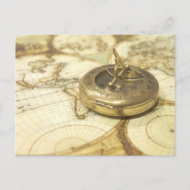 Vintage Compass Traveler Postcard (Front)