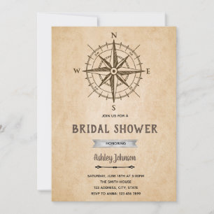 Vintage compass wedding party invitation