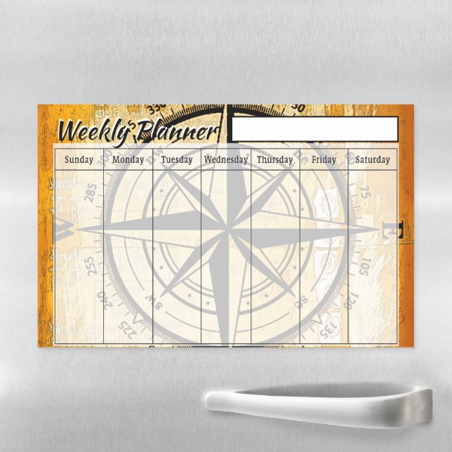 Vintage compass weekly planner  magnetic dry erase sheet (In Situ)