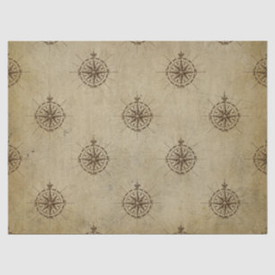 Vintage Compasses on Brown Decoupage Tissue Paper