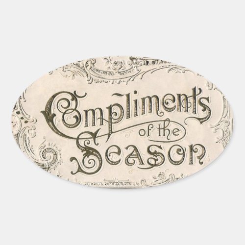 Vintage Compliments of Season Christmas Sticker