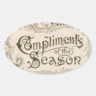 Vintage Compliments of Season Christmas Sticker