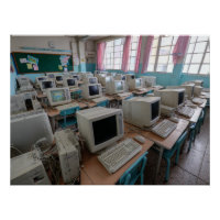 Vintage Computer Classroom with CRT Monitors