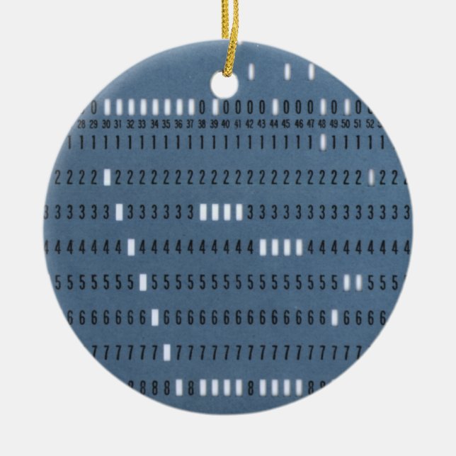 Vintage Computer Punched Card Ceramic Ornament (Front)