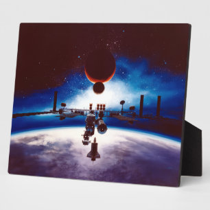 Vintage Concept of Space Station Freedom Poster Plaque