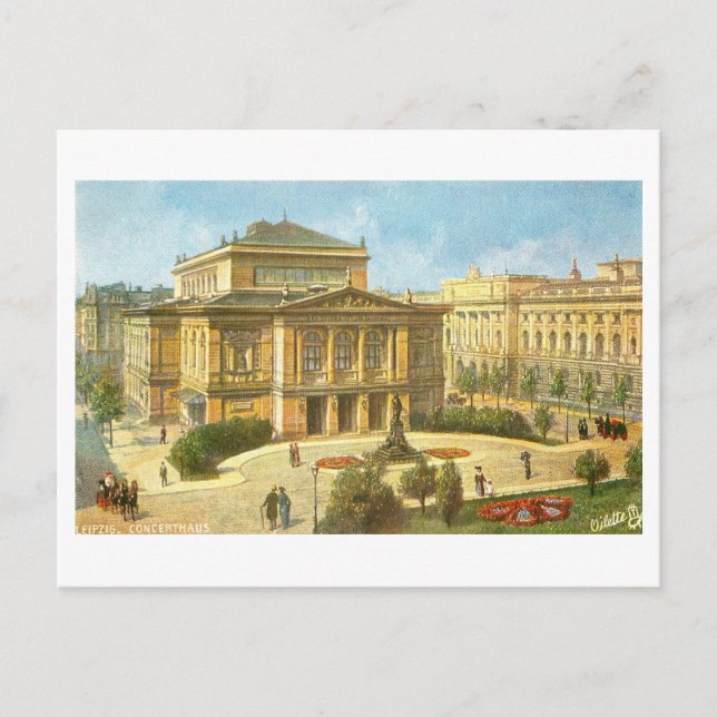 Vintage Concert Hall Leipzig Germany Postcard (Front)