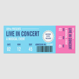 Vintage Concert Ticket Voucher   Customizable