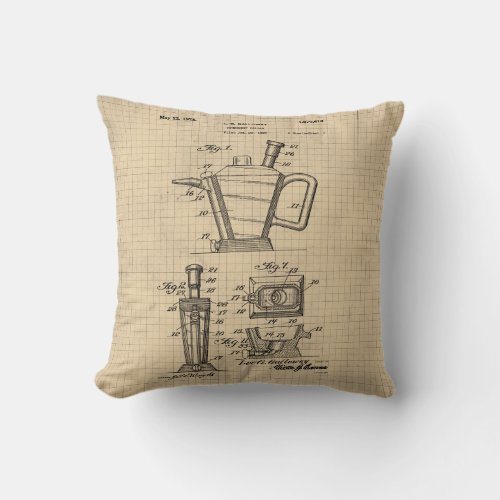 Vintage Condiment Holder Patent Throw Pillow