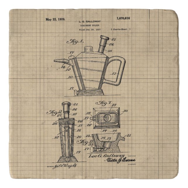 Vintage Condiment Holder Patent Trivet (Front)