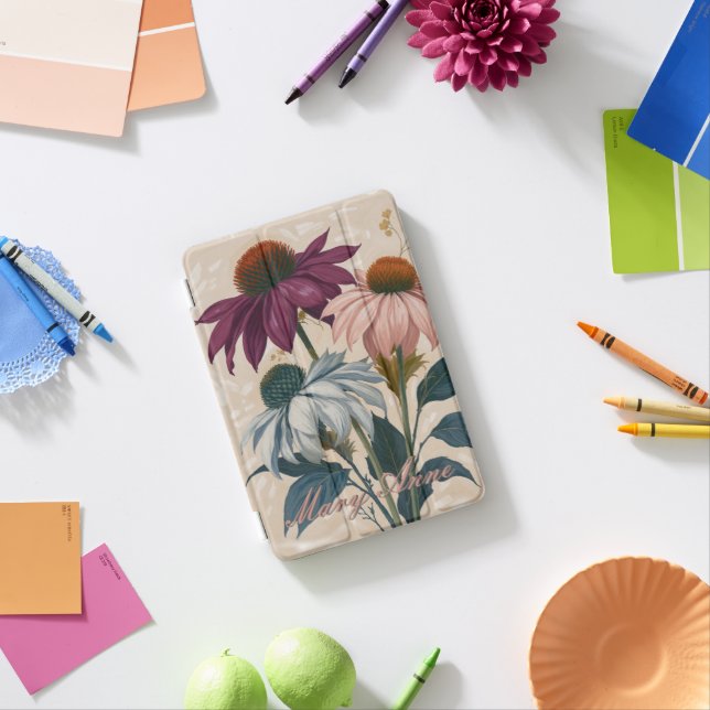 Vintage Cone Flowers iPad Mini Cover (In Situ)