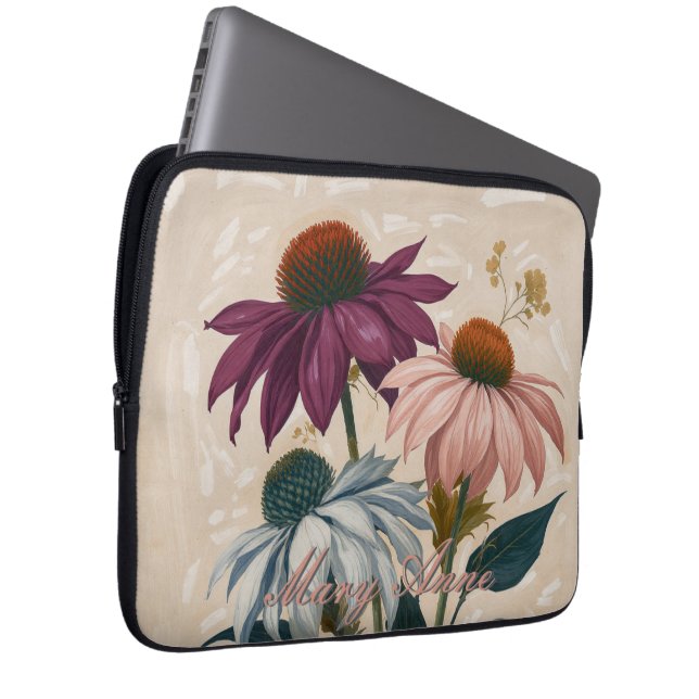 Vintage Cone Flowers Laptop Sleeve (Front Right)