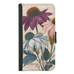 Vintage Cone Flowers Samsung Galaxy S5 Wallet Case