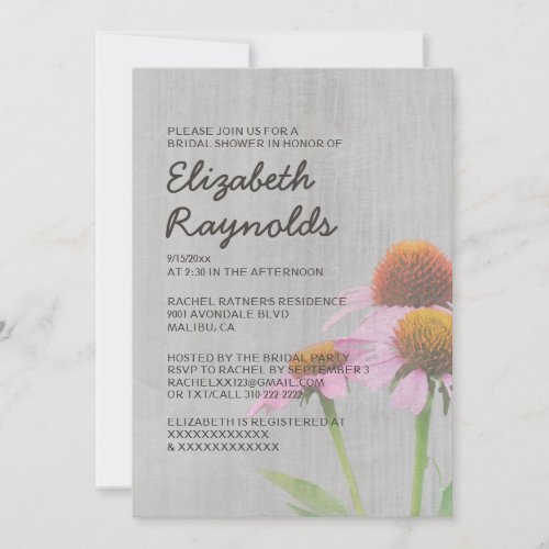 Vintage Coneflower Bridal Shower Invitations