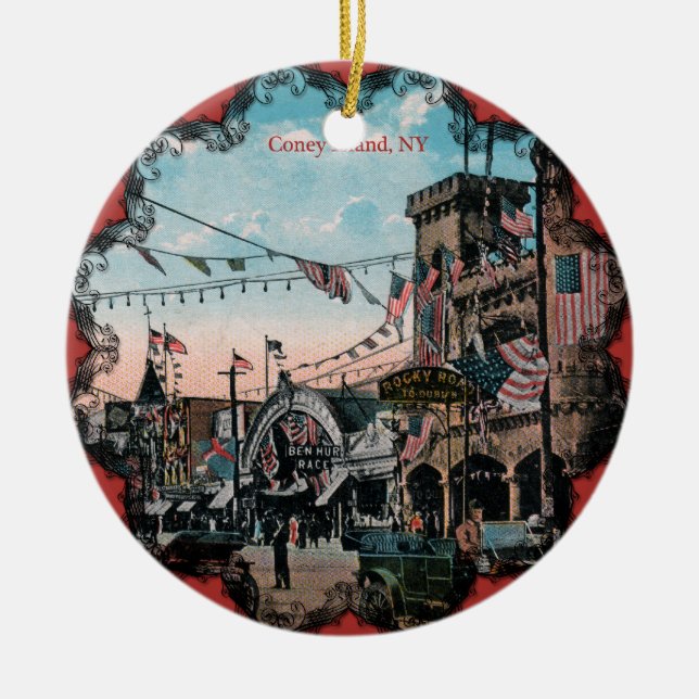 Vintage Coney Island Ceramic Ornament (Front)