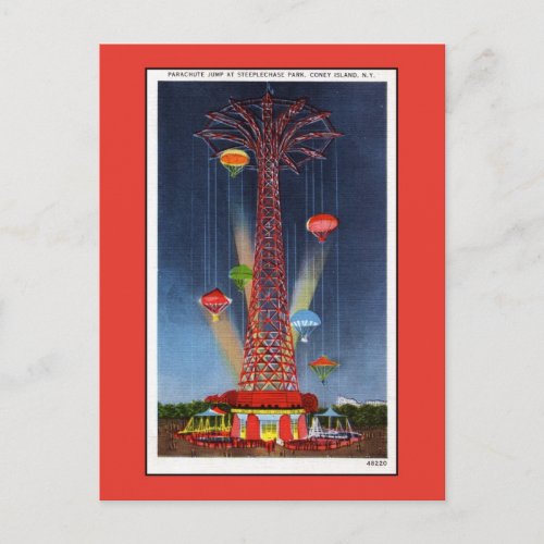 Vintage Coney Island parachute jump Postcard