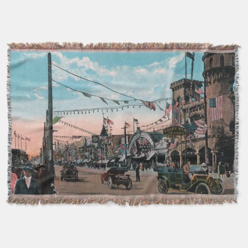 Vintage Coney Island Throw Blanket